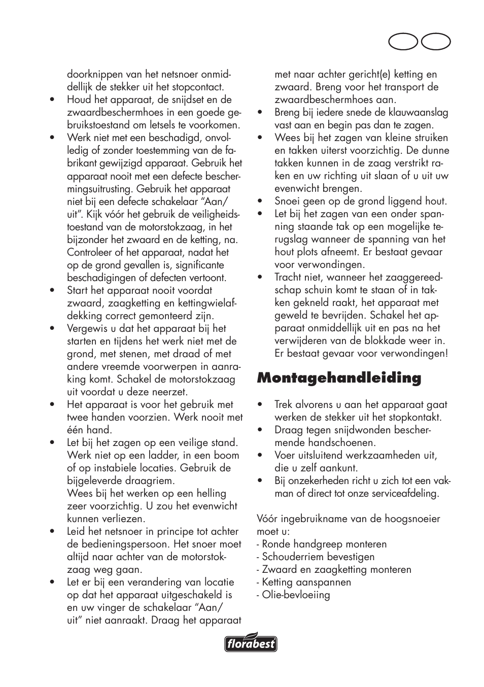 Montagehandleiding, Be nl | Florabest FHE 550 B2 User Manual | Page 33 / 84