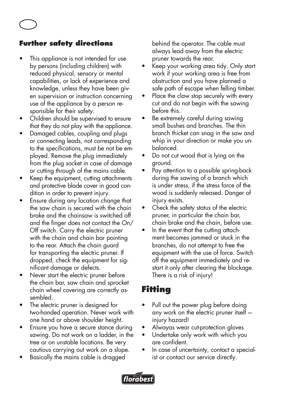 Fitting | Florabest FHE 550 B2 User Manual | Page 70 / 84