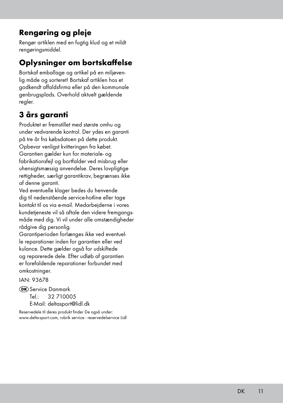 Rengøring og pleje, Oplysninger om bortskaffelse, 3 års garanti | Florabest GR-1809 User Manual | Page 11 / 20