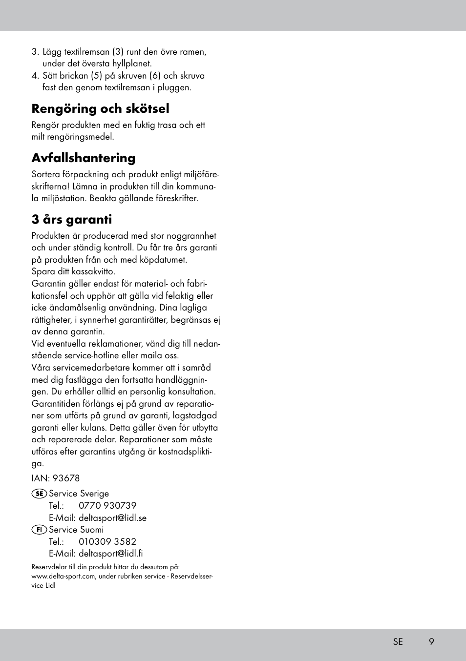 Rengöring och skötsel, Avfallshantering, 3 års garanti | Florabest GR-1809 User Manual | Page 9 / 20