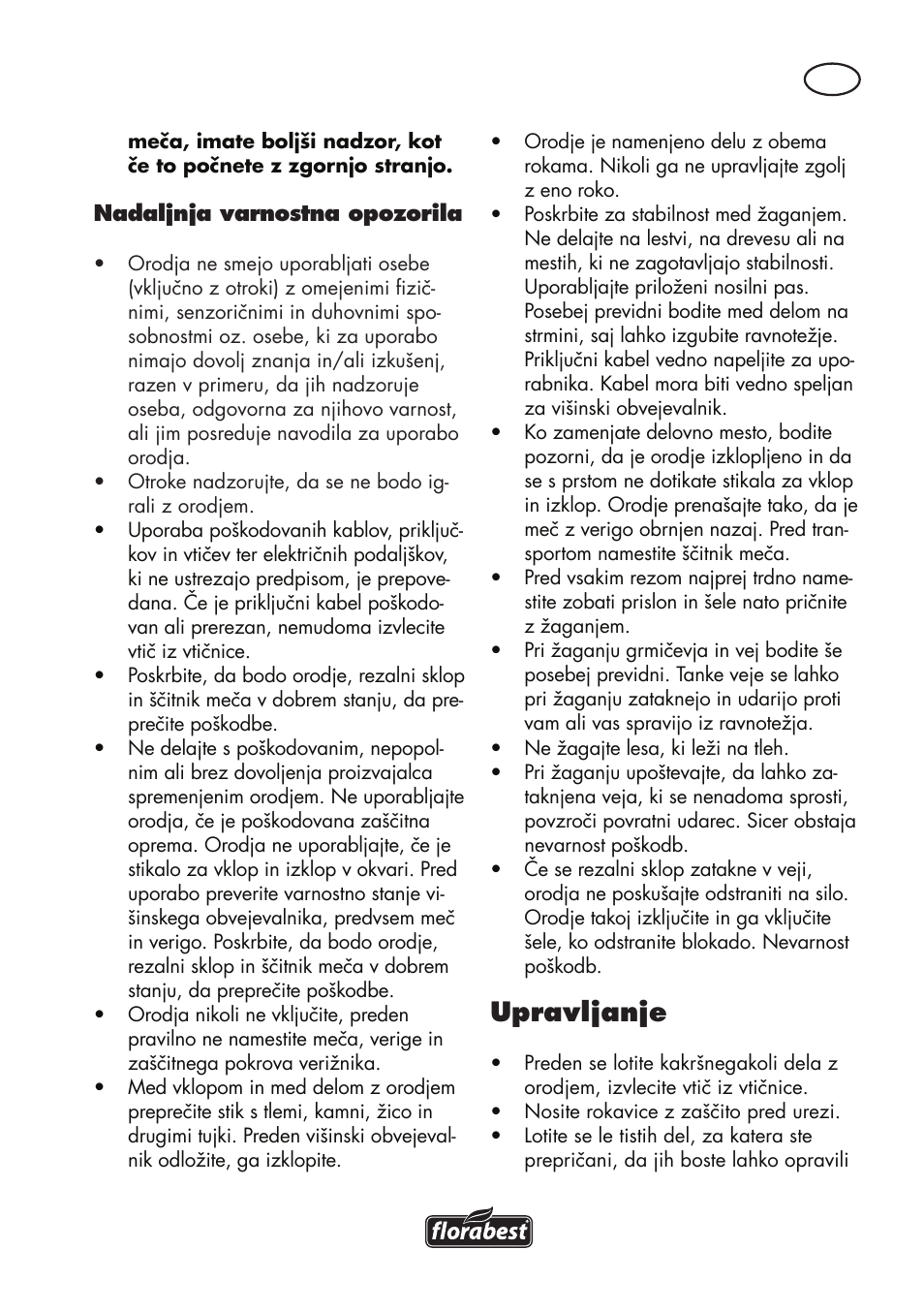 Upravljanje | Florabest FHE 550 B2 User Manual | Page 49 / 120