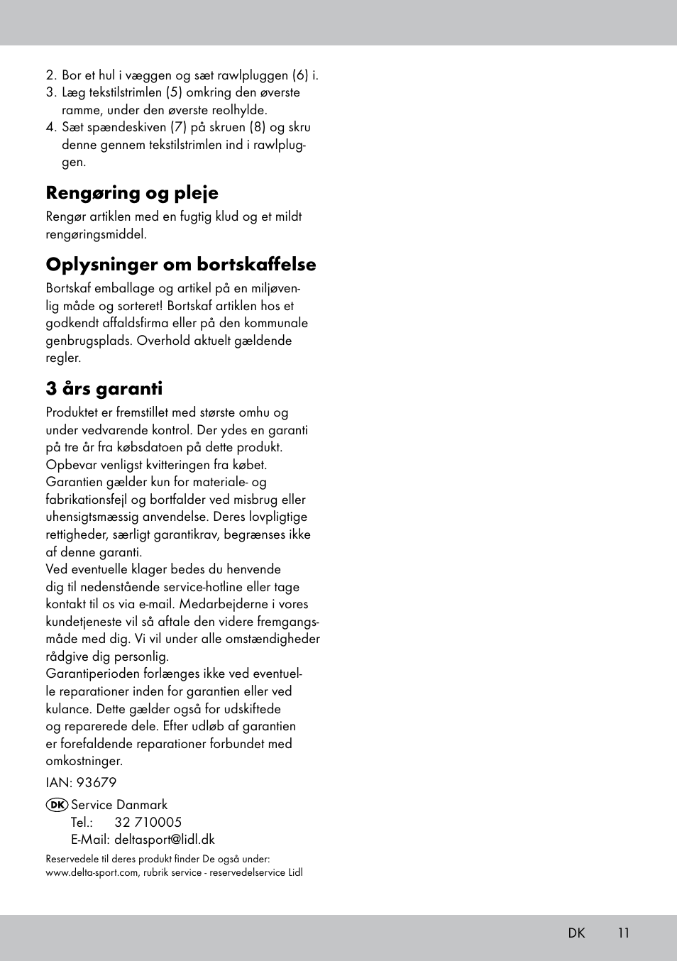 Rengøring og pleje, Oplysninger om bortskaffelse, 3 års garanti | Florabest GR-1810 User Manual | Page 11 / 20