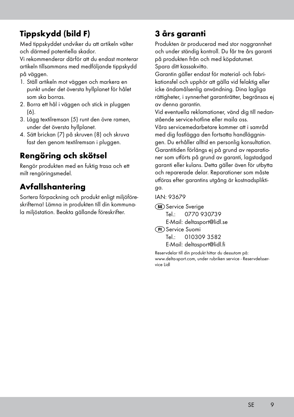 Tippskydd (bild f), Rengöring och skötsel, Avfallshantering | 3 års garanti | Florabest GR-1810 User Manual | Page 9 / 20