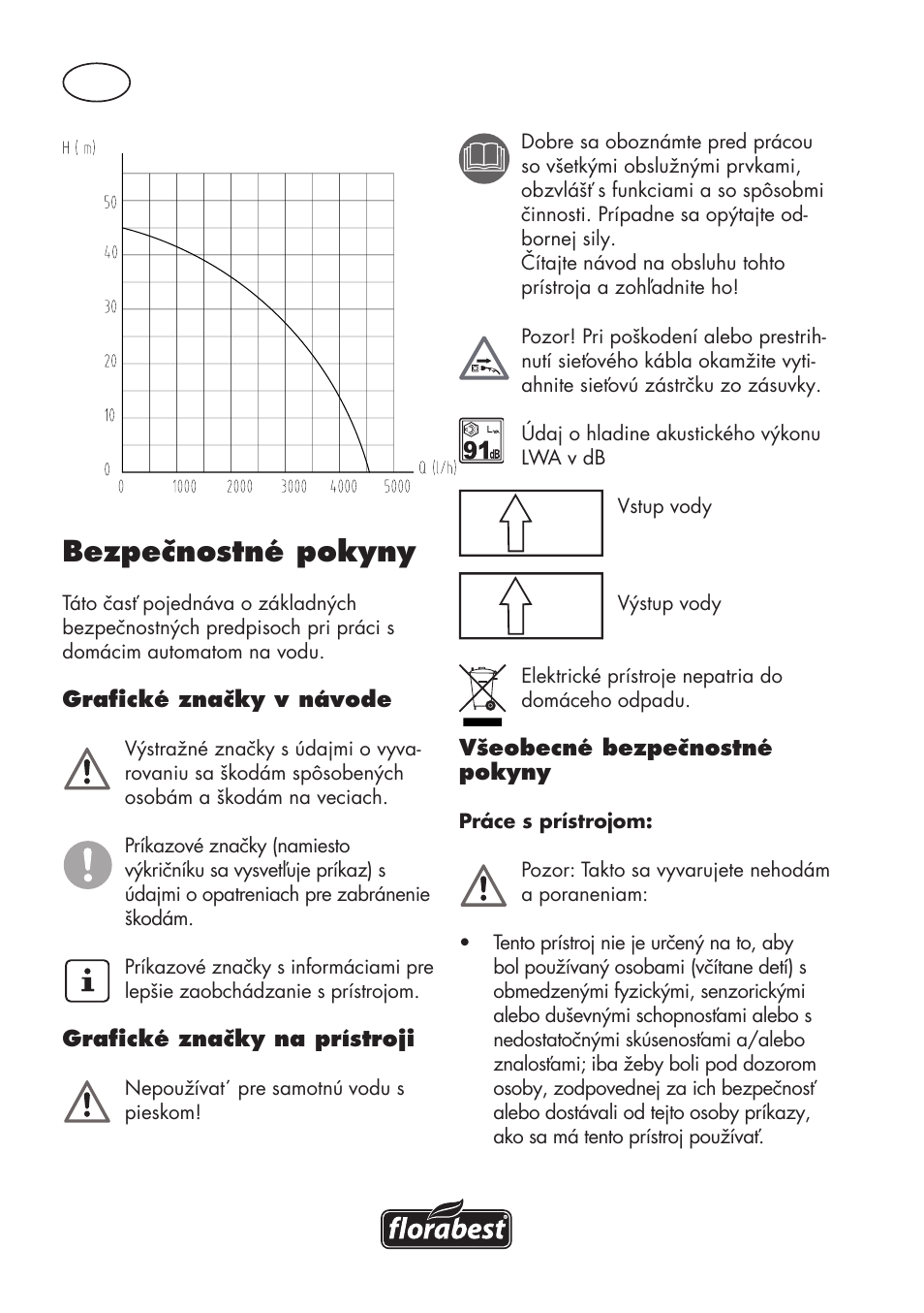 Sk bezpečnostné pokyny | Florabest FGPS 1100 B2 User Manual | Page 32 / 56