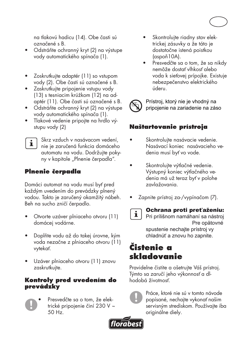 Čistenie a skladovanie | Florabest FGPS 1100 B2 User Manual | Page 35 / 56