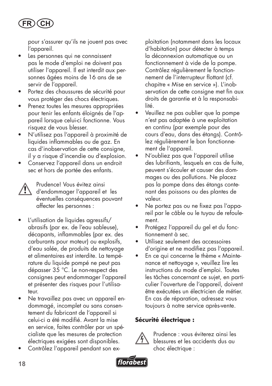 Fr ch | Florabest FTS 1100 B2 User Manual | Page 18 / 50