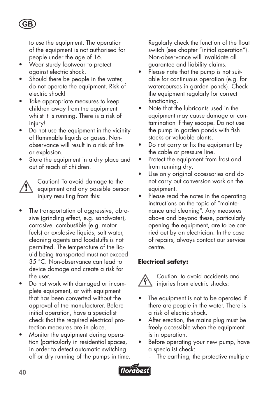 Florabest FTS 1100 B2 User Manual | Page 40 / 50