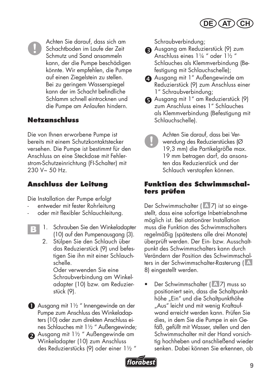 De at ch | Florabest FTS 1100 B2 User Manual | Page 9 / 50