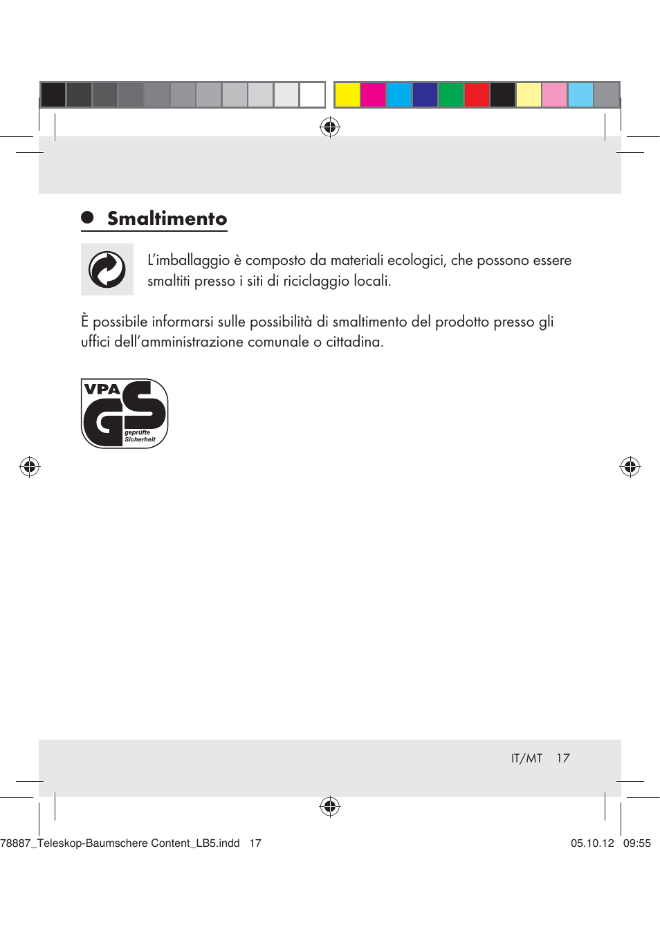 Smaltimento | Florabest Z31309 User Manual | Page 17 / 36