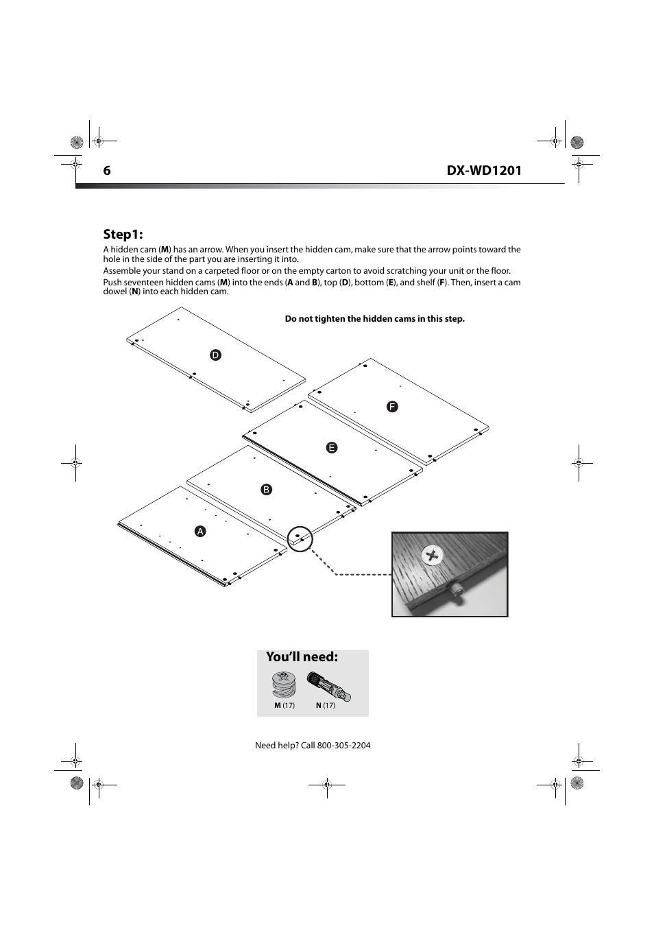 Assembly instructions, Step1, You’ll need | Dynex DX-WD1201 User Manual | Page 6 / 15