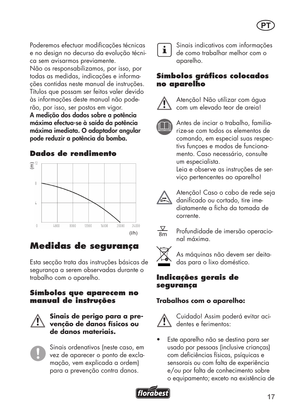 Medidas de segurança | Florabest FTS 1100 B2 User Manual | Page 17 / 50