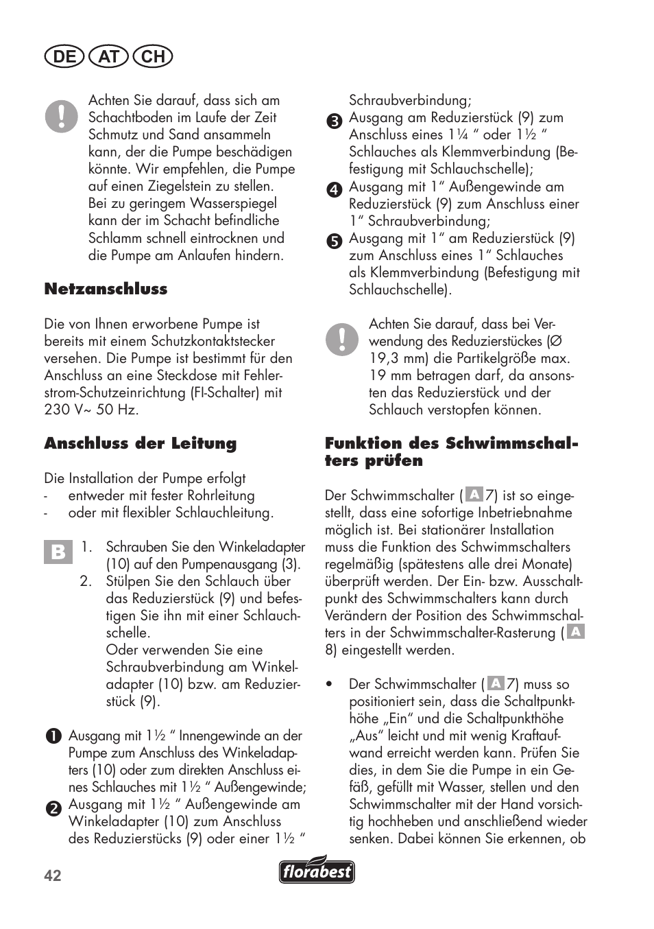 De at ch | Florabest FTS 1100 B2 User Manual | Page 42 / 50