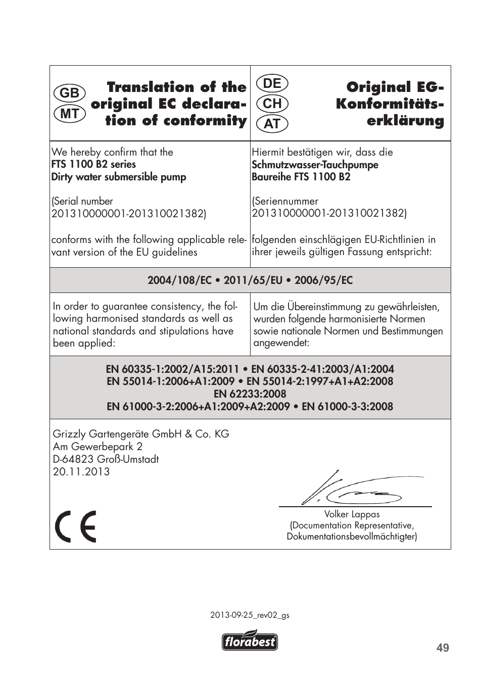 De at ch, Gb mt | Florabest FTS 1100 B2 User Manual | Page 49 / 50