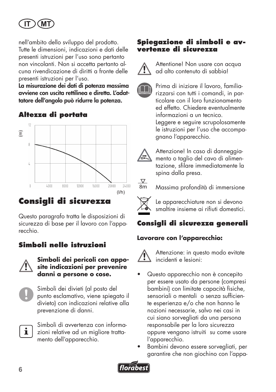 Consigli di sicurezza, It mt | Florabest FTS 1100 B2 User Manual | Page 6 / 50