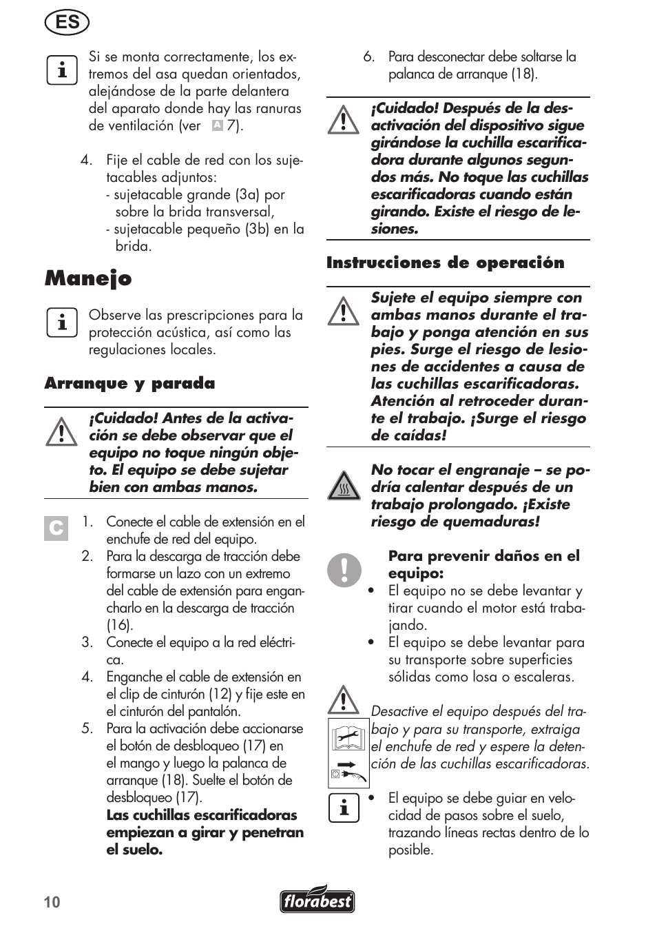 Manejo | Florabest FGH 710 A1 User Manual | Page 10 / 68