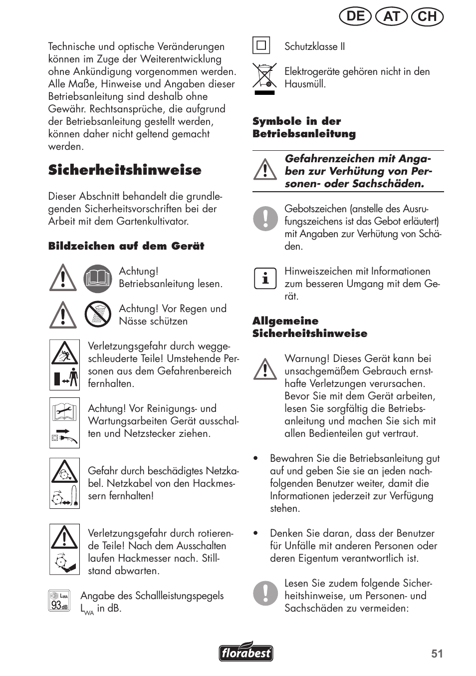 Ch at de, Sicherheitshinweise | Florabest FGH 710 A1 User Manual | Page 51 / 68