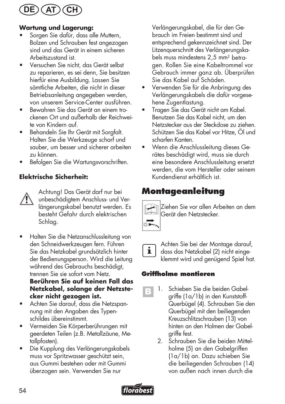 Ch at de, Montageanleitung | Florabest FGH 710 A1 User Manual | Page 54 / 68