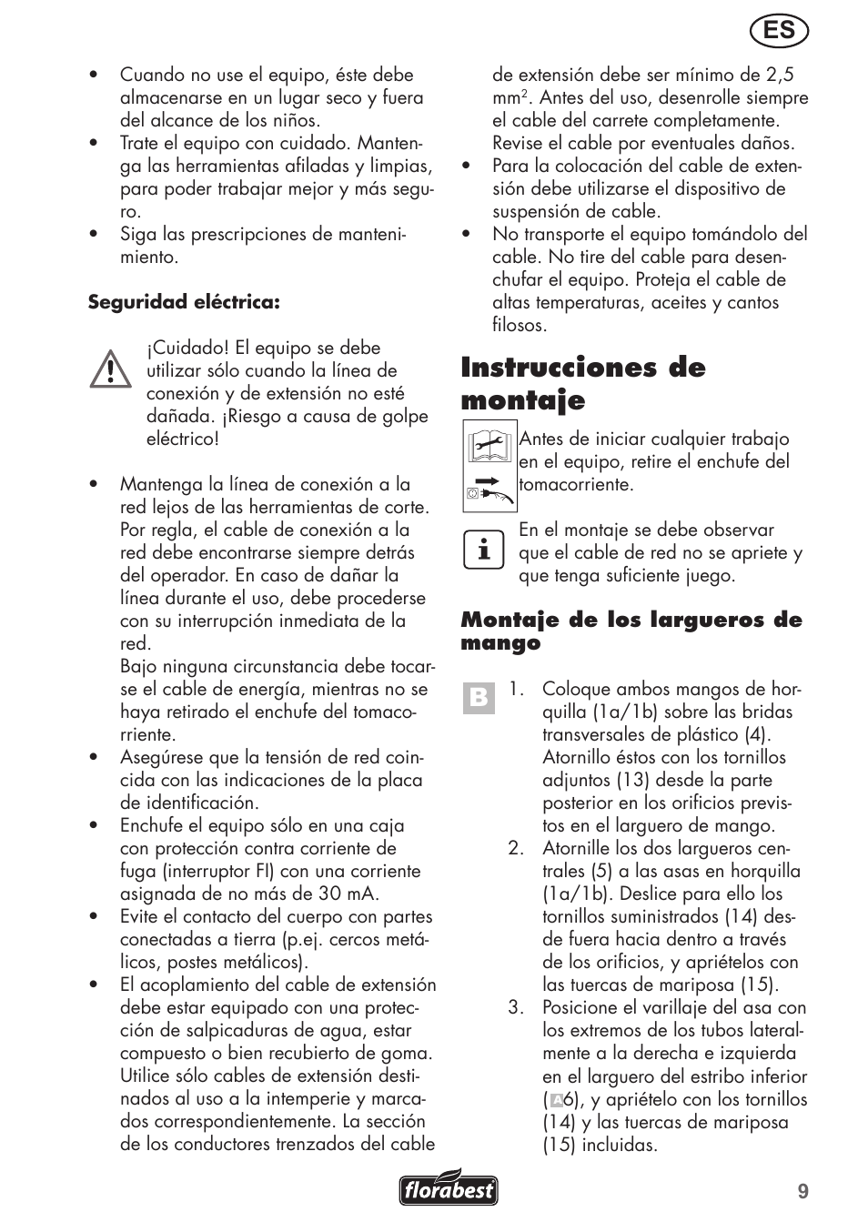 Instrucciones de montaje | Florabest FGH 710 A1 User Manual | Page 9 / 68