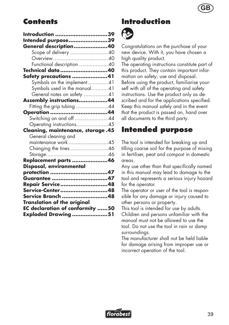 Florabest FGH 710 A1 User Manual | Page 39 / 52