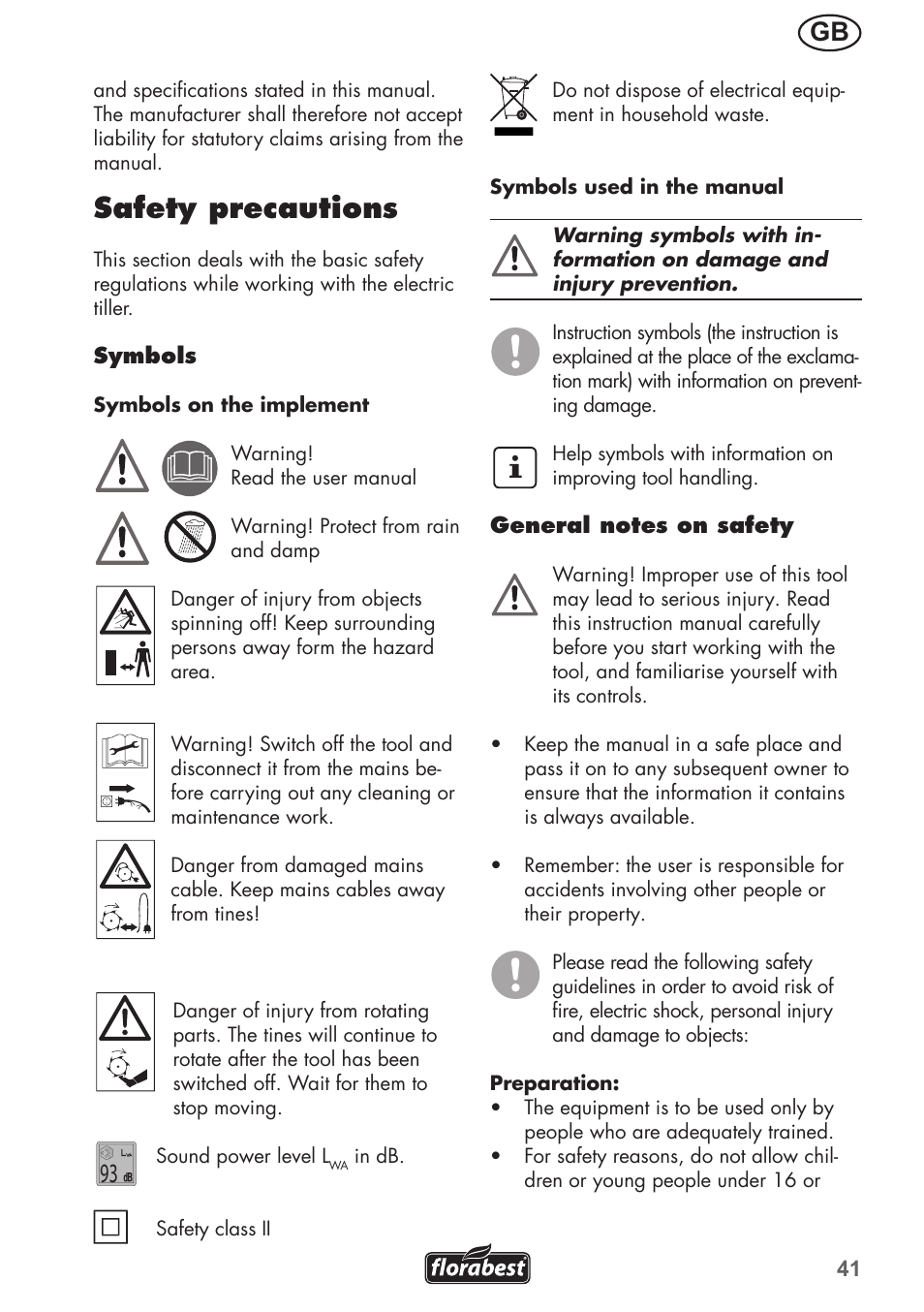 Safety precautions | Florabest FGH 710 A1 User Manual | Page 41 / 52