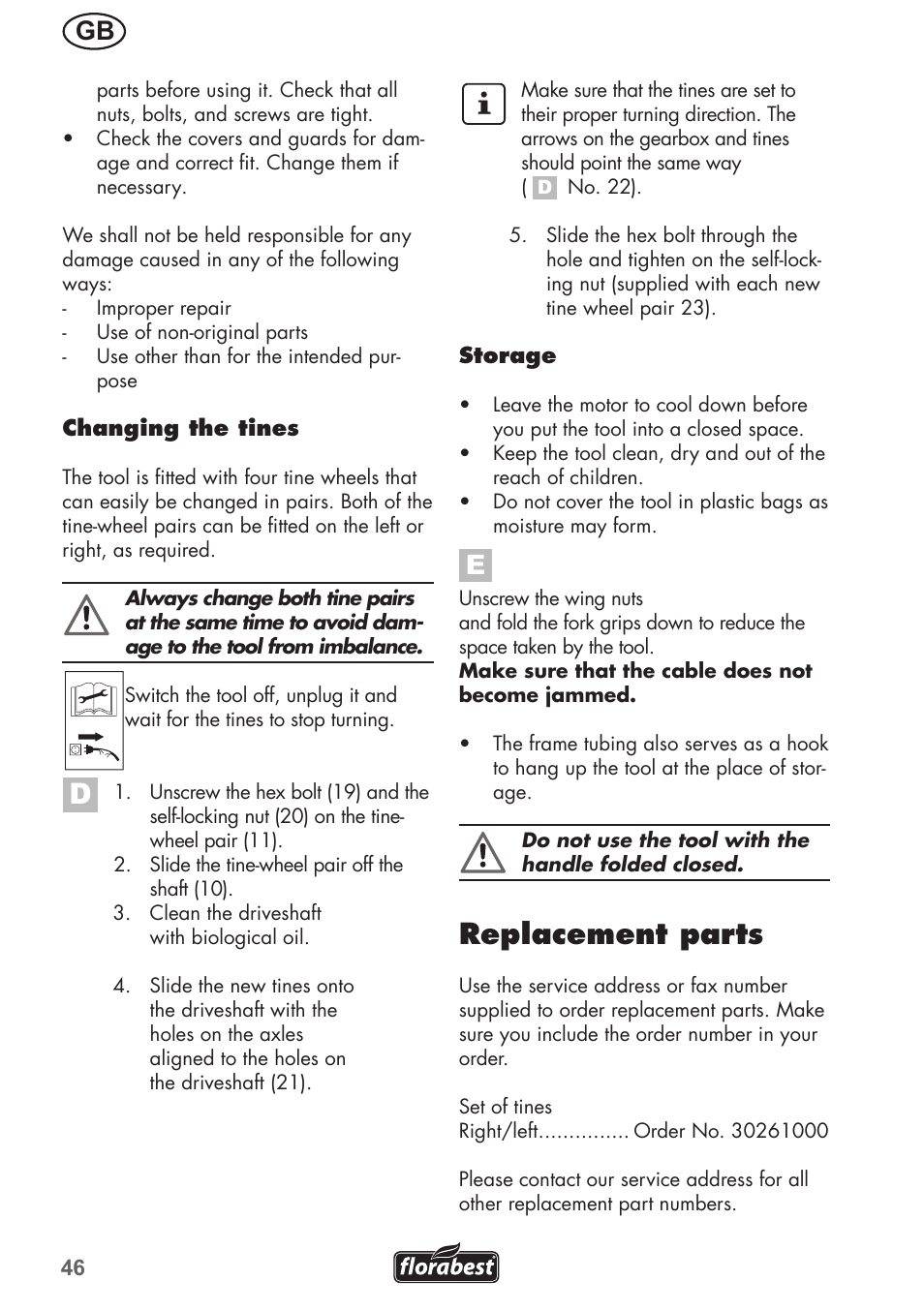 Replacement parts | Florabest FGH 710 A1 User Manual | Page 46 / 52