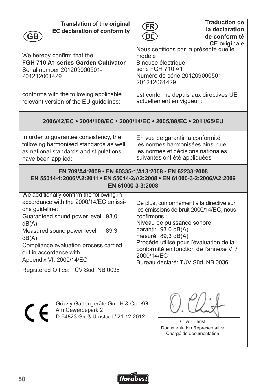 Florabest FGH 710 A1 User Manual | Page 50 / 52