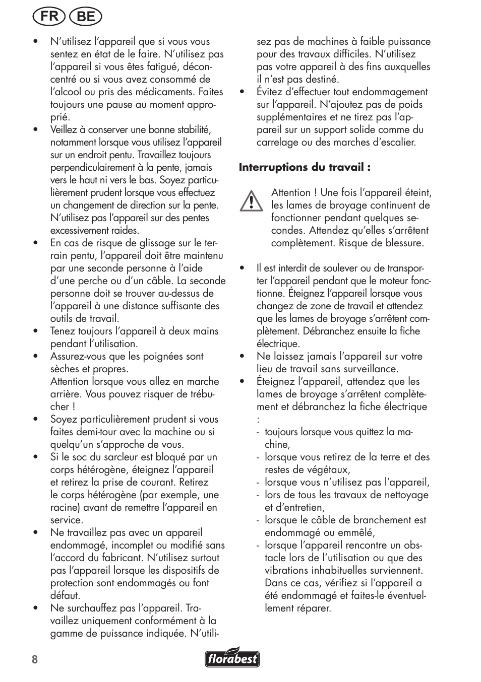 Be fr | Florabest FGH 710 A1 User Manual | Page 8 / 52
