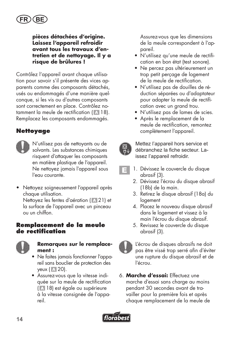Fr be | Florabest FSG 85 B1 User Manual | Page 14 / 64