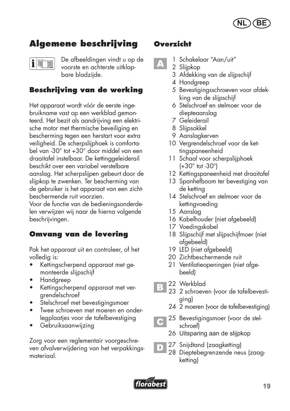 Algemene beschrijving | Florabest FSG 85 B1 User Manual | Page 19 / 64