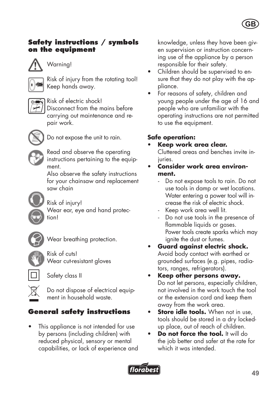 Florabest FSG 85 B1 User Manual | Page 49 / 64