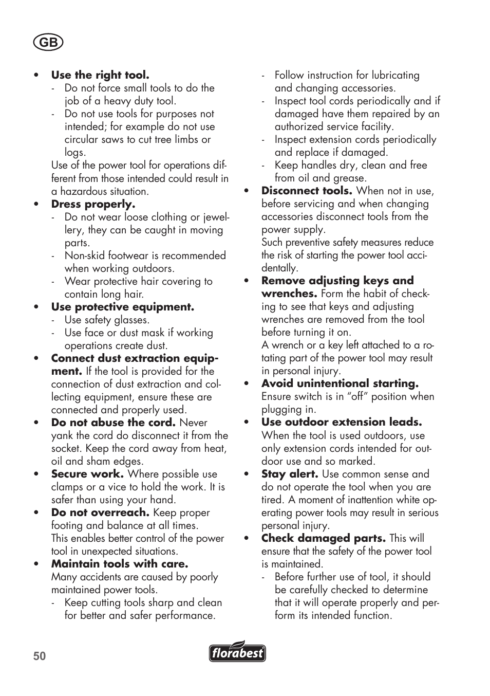 Florabest FSG 85 B1 User Manual | Page 50 / 64