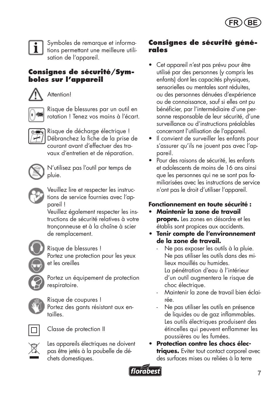 Fr be | Florabest FSG 85 B1 User Manual | Page 7 / 64