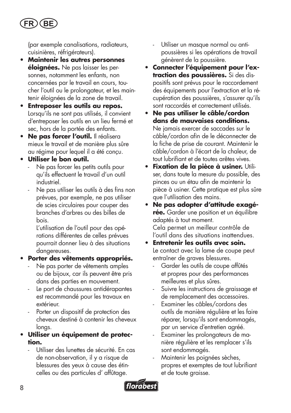 Fr be | Florabest FSG 85 B1 User Manual | Page 8 / 64