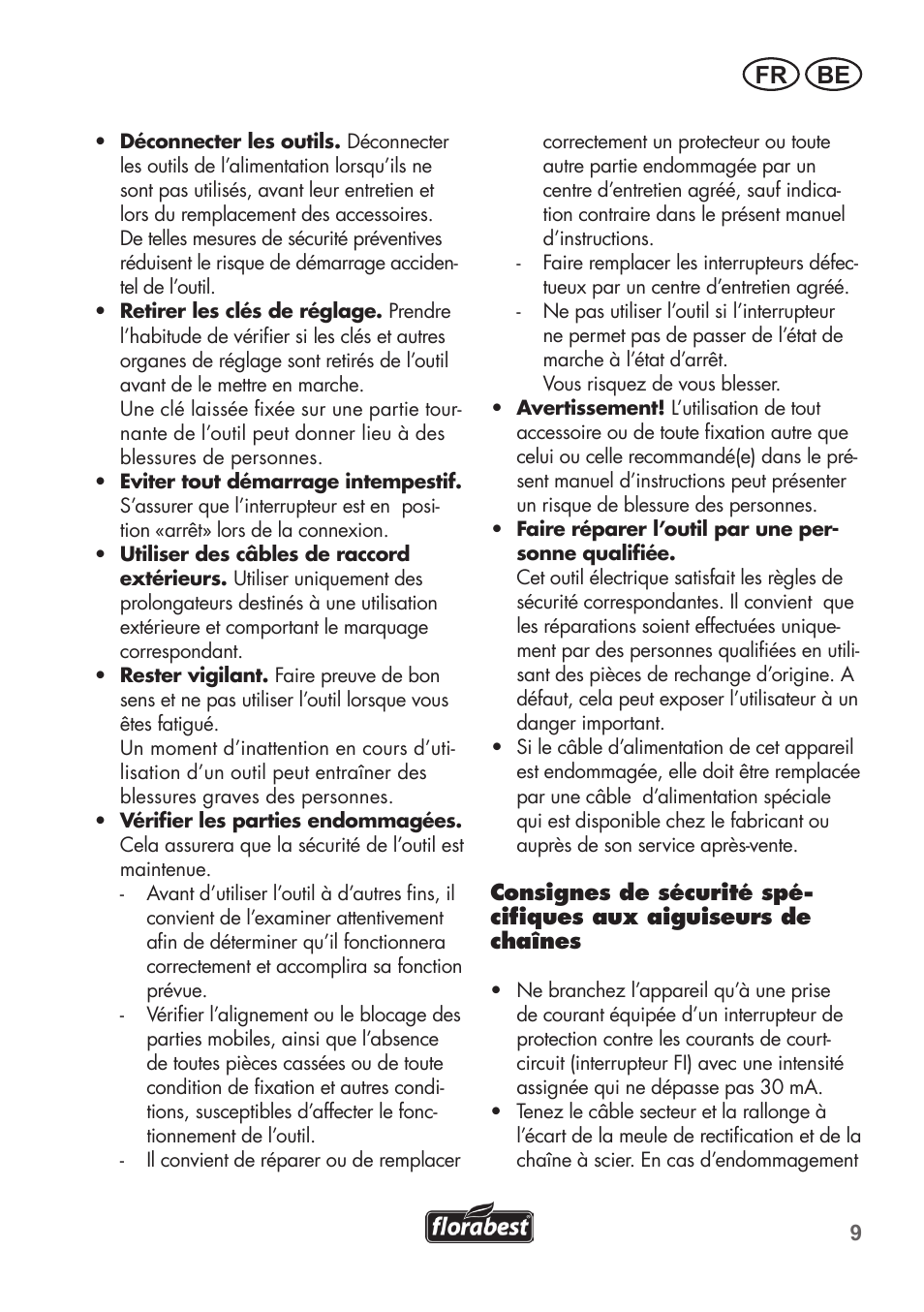 Fr be | Florabest FSG 85 B1 User Manual | Page 9 / 64