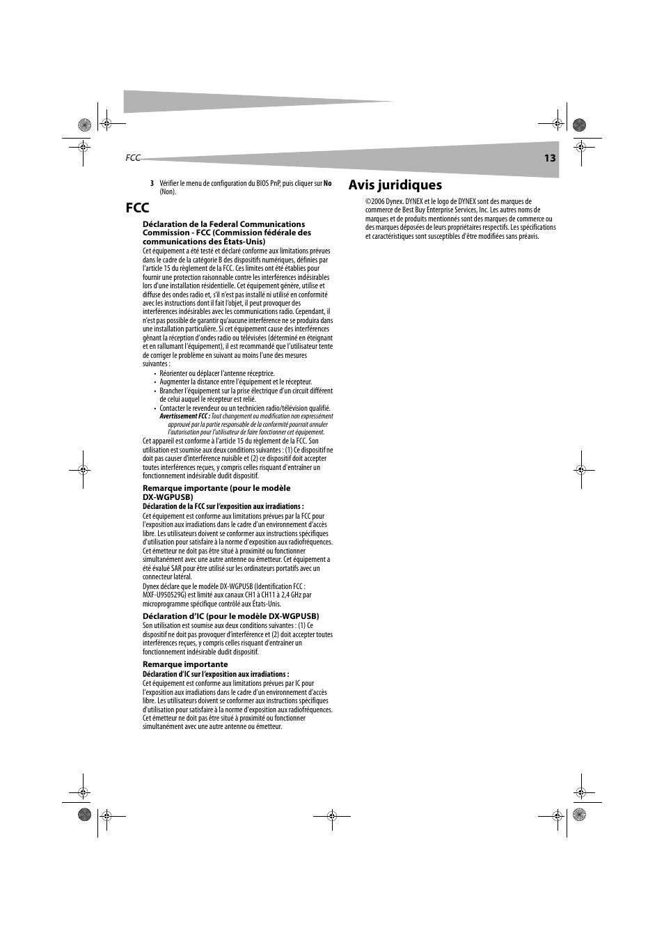 Avis juridiques | Dynex DX-WGPUSB User Manual | Page 13 / 22
