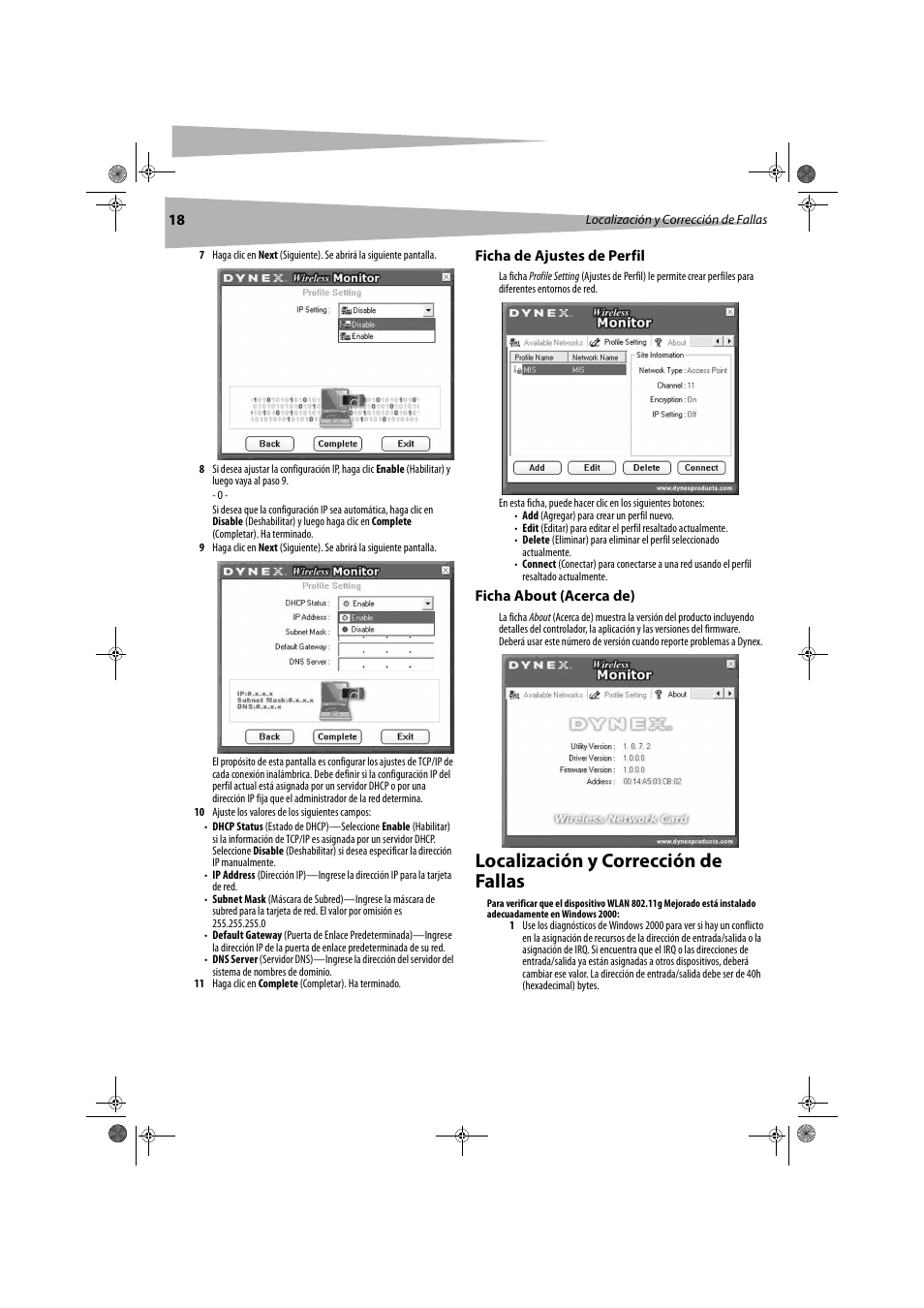 Localización y corrección de fallas | Dynex DX-WGPUSB User Manual | Page 18 / 22