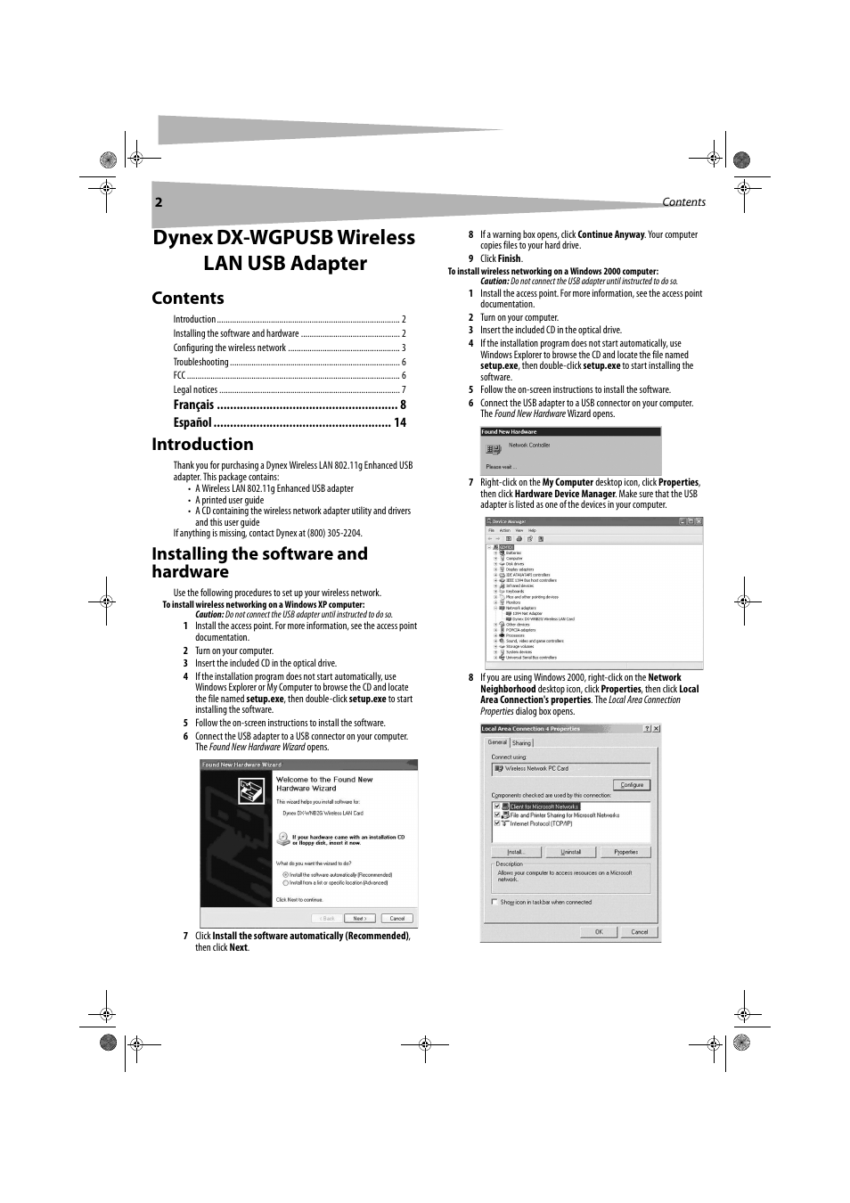 Dynex DX-WGPUSB User Manual | Page 2 / 22