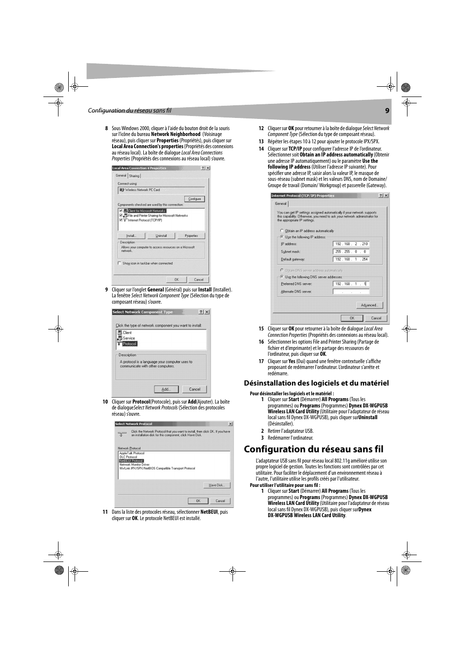 Configuration du réseau sans fil | Dynex DX-WGPUSB User Manual | Page 9 / 22