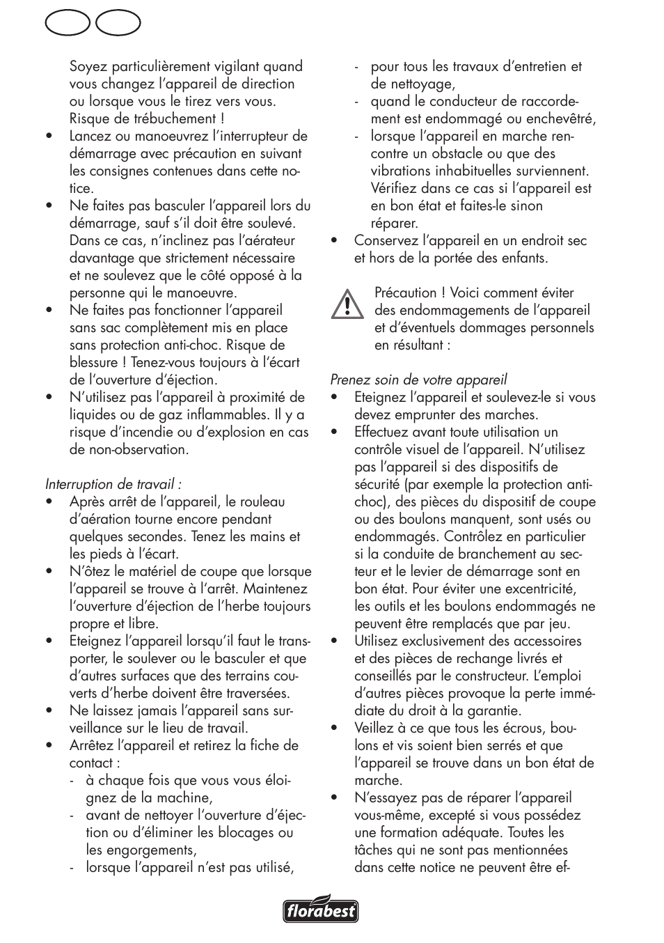 Be fr | Florabest FLV 1200 A1 User Manual | Page 22 / 64