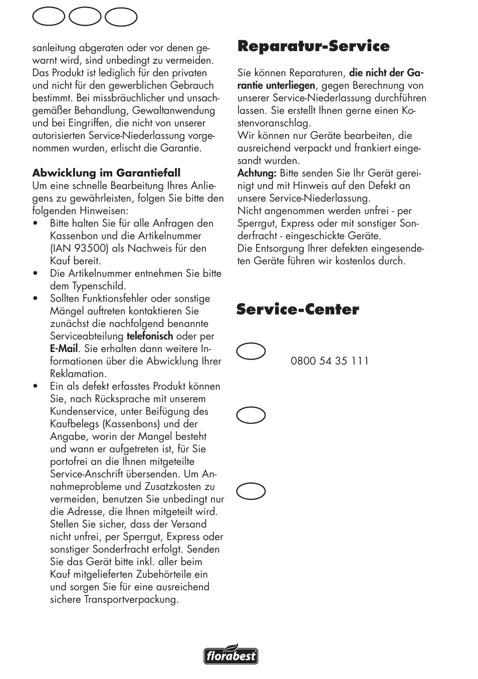Service-center, Reparatur-service, Ch at de | De at ch | Florabest FLV 1200 A1 User Manual | Page 16 / 68