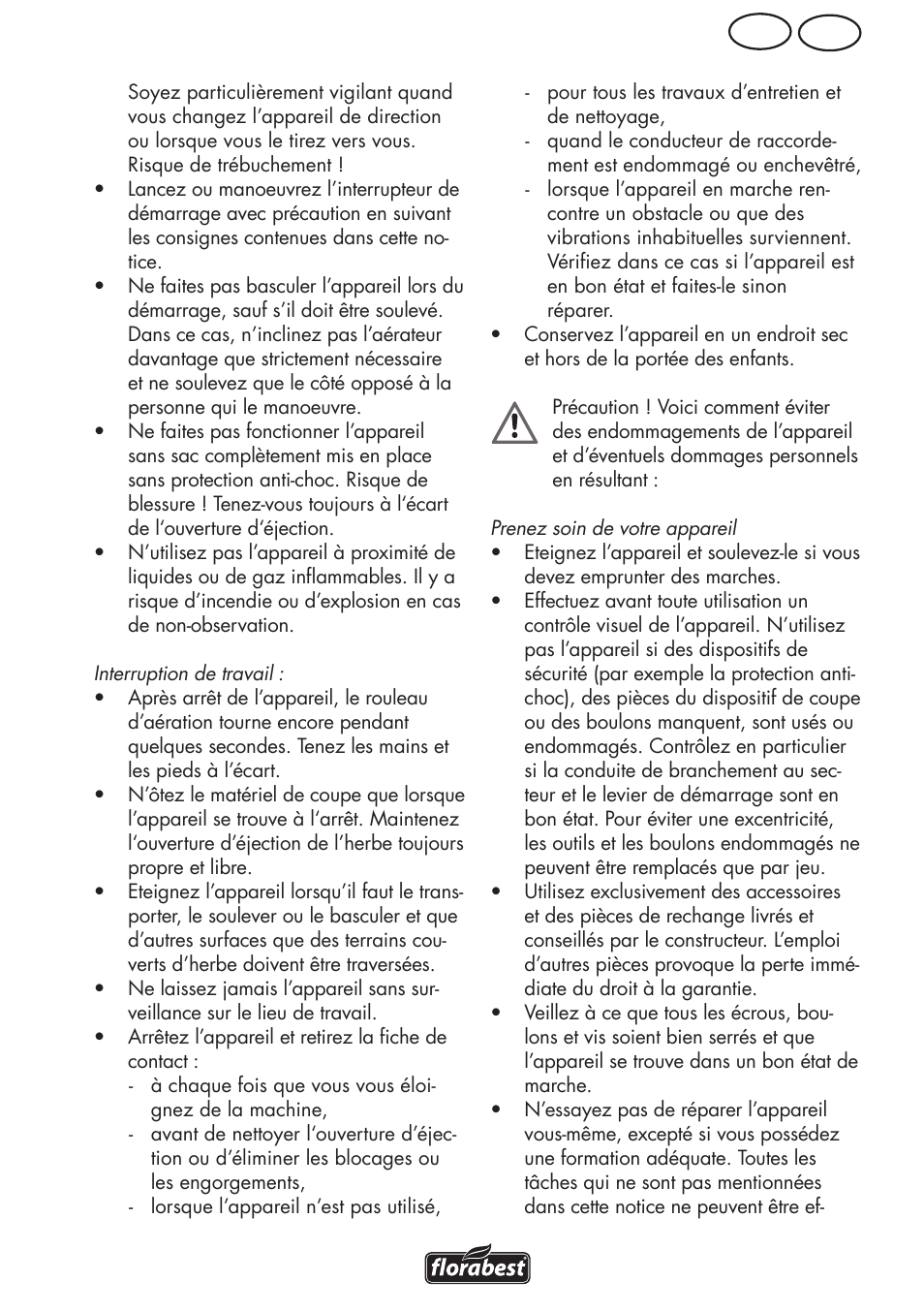 Ch fr | Florabest FLV 1200 A1 User Manual | Page 23 / 68