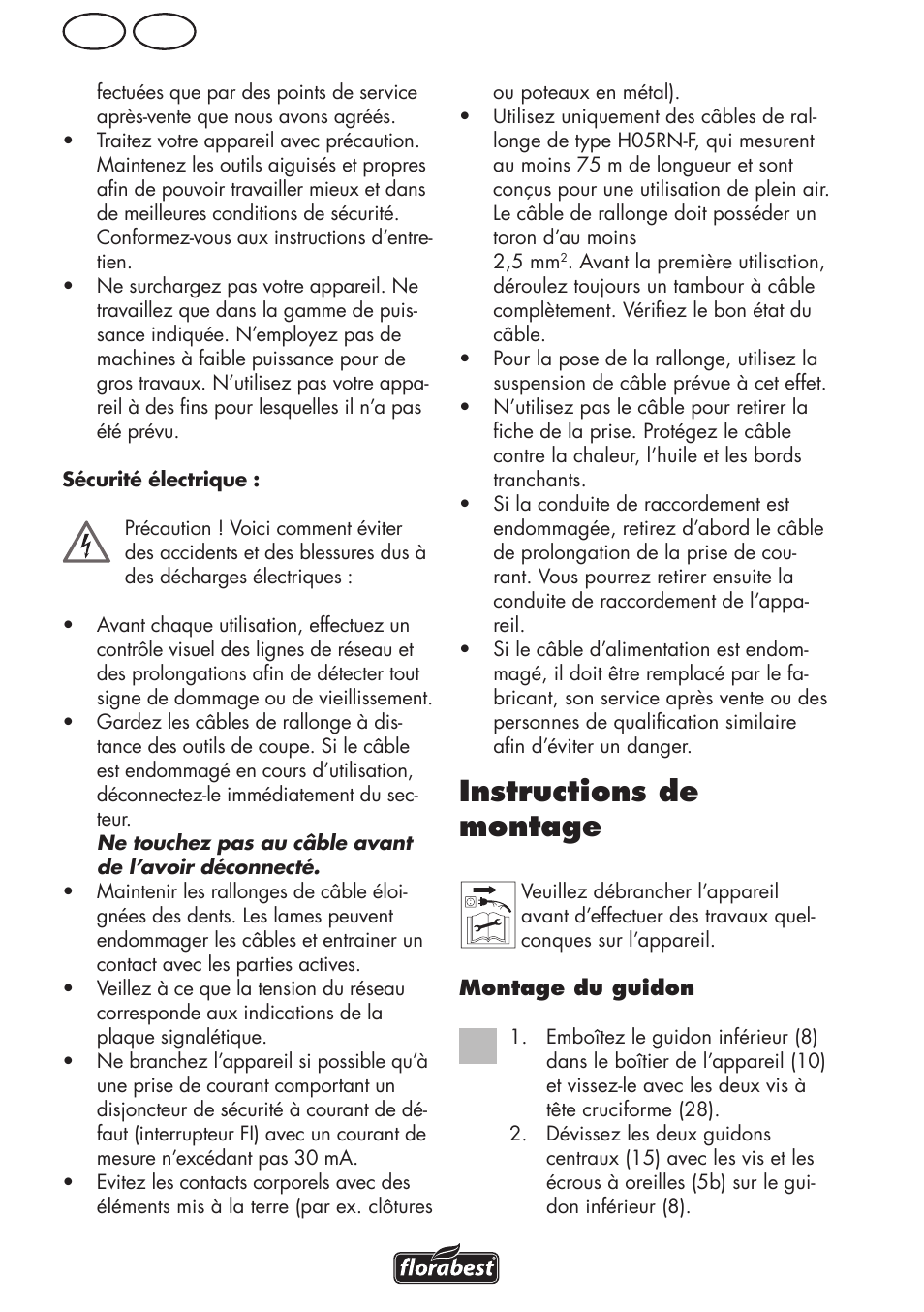 Instructions de montage, Ch fr | Florabest FLV 1200 A1 User Manual | Page 24 / 68