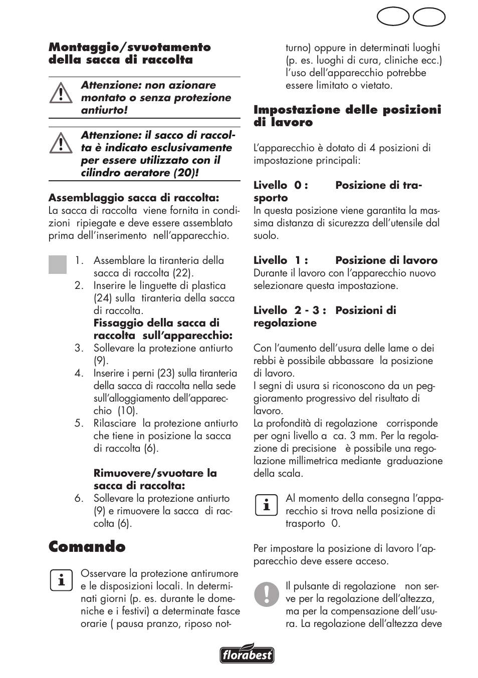 Comando, Ch it | Florabest FLV 1200 A1 User Manual | Page 39 / 68