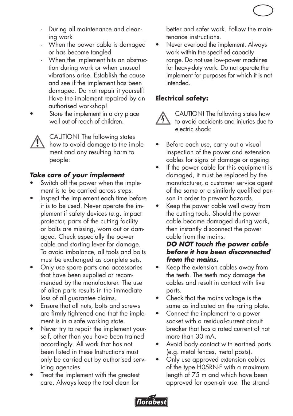 Florabest FLV 1200 A1 User Manual | Page 51 / 68
