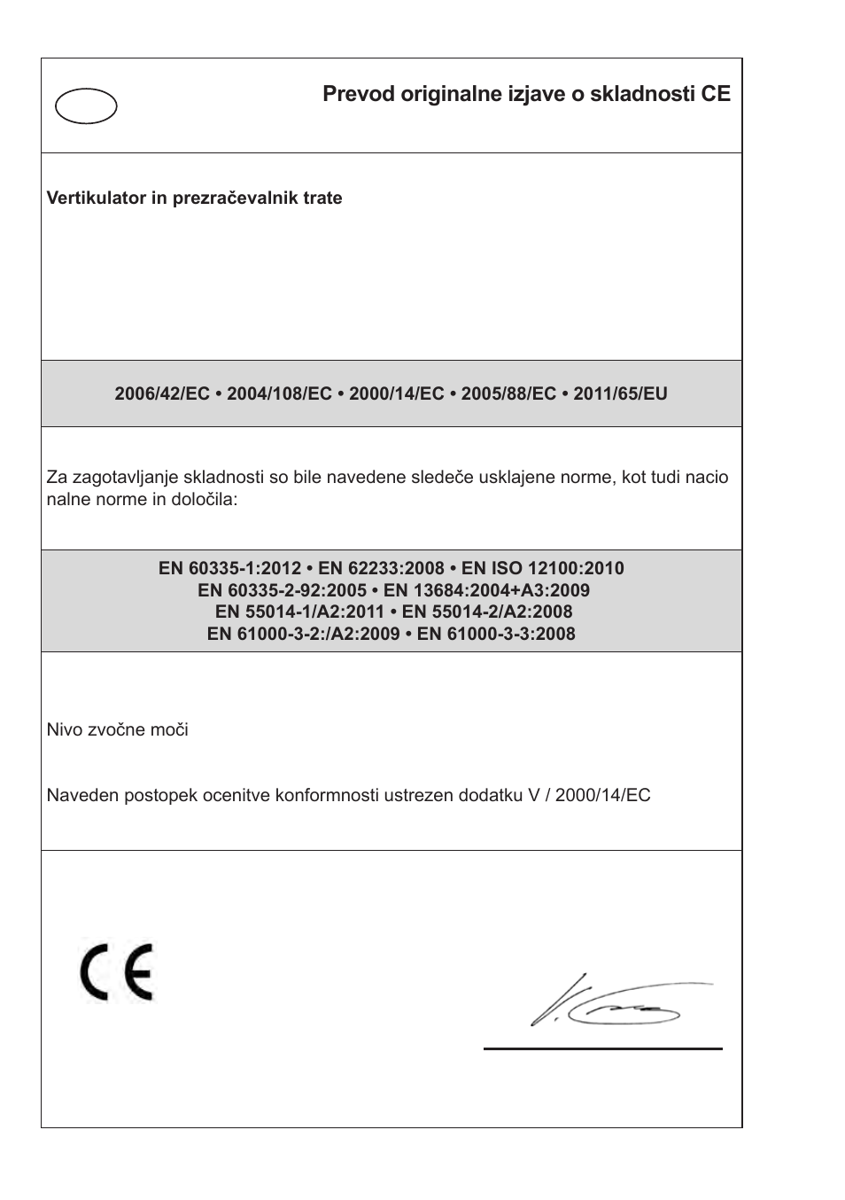 Prevod originalne izjave o skladnosti ce | Florabest FLV 1200 A1 User Manual | Page 104 / 108