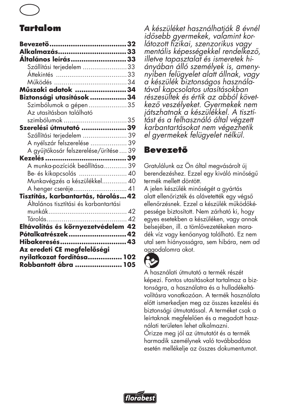 Hu tartalom, Bevezető | Florabest FLV 1200 A1 User Manual | Page 32 / 108
