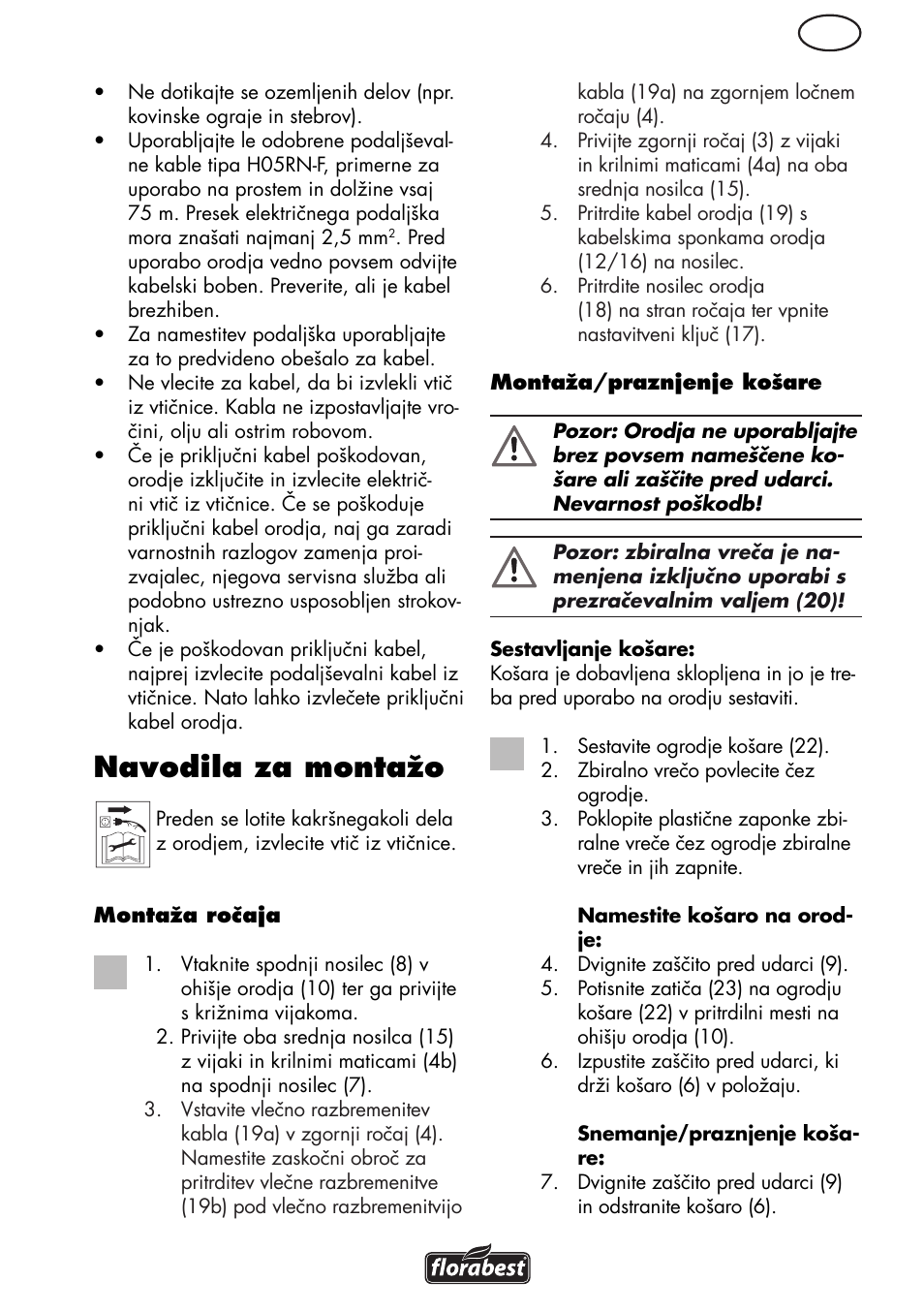 Navodila za montažo | Florabest FLV 1200 A1 User Manual | Page 53 / 108