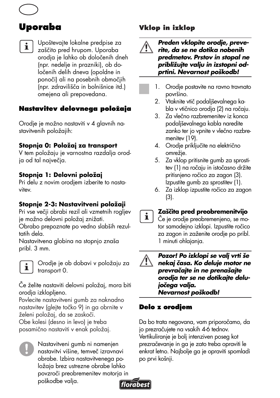 Uporaba | Florabest FLV 1200 A1 User Manual | Page 54 / 108