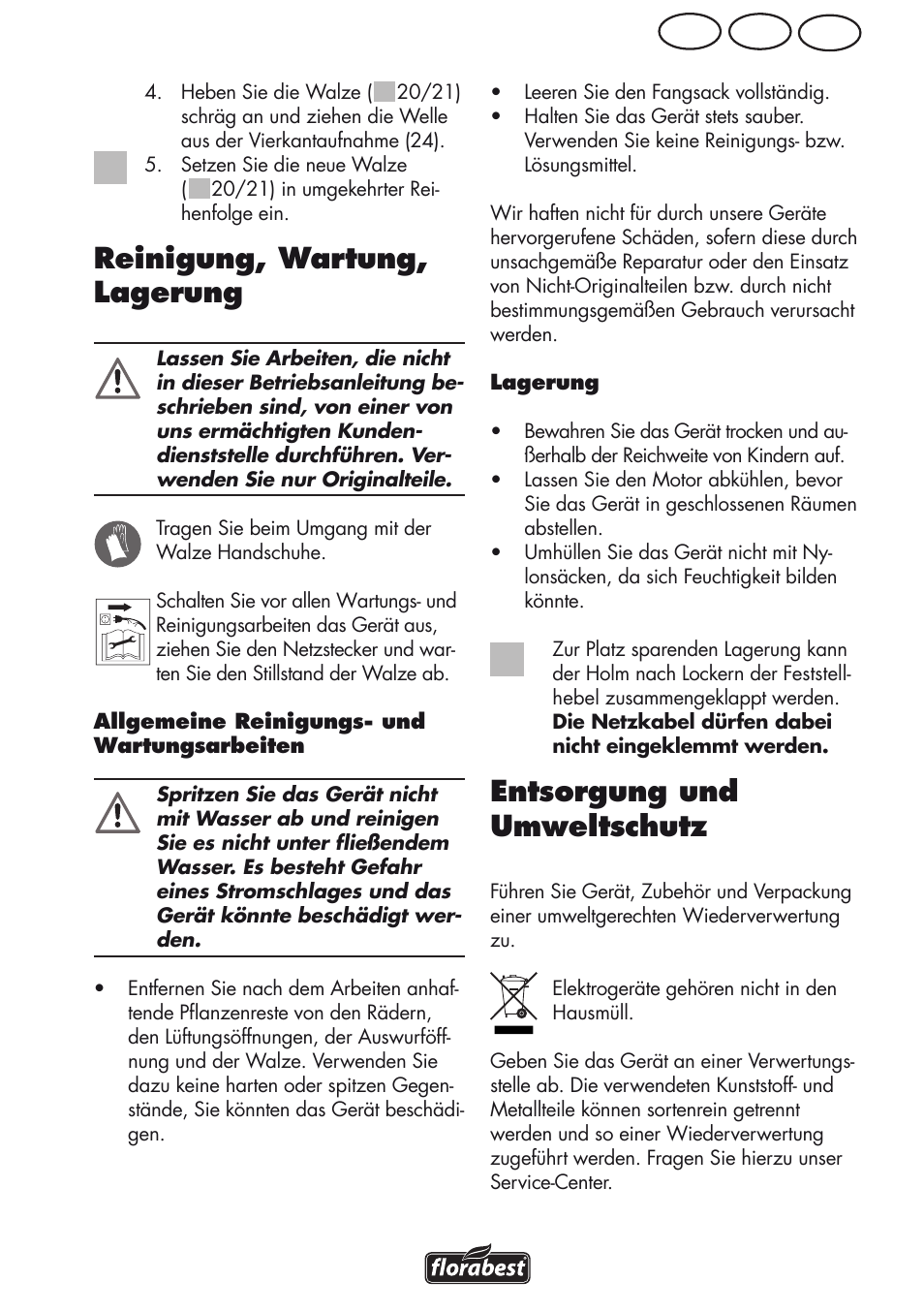 Reinigung, wartung, lagerung, Entsorgung und umweltschutz, Ch at de | Florabest FLV 1200 A1 User Manual | Page 97 / 108