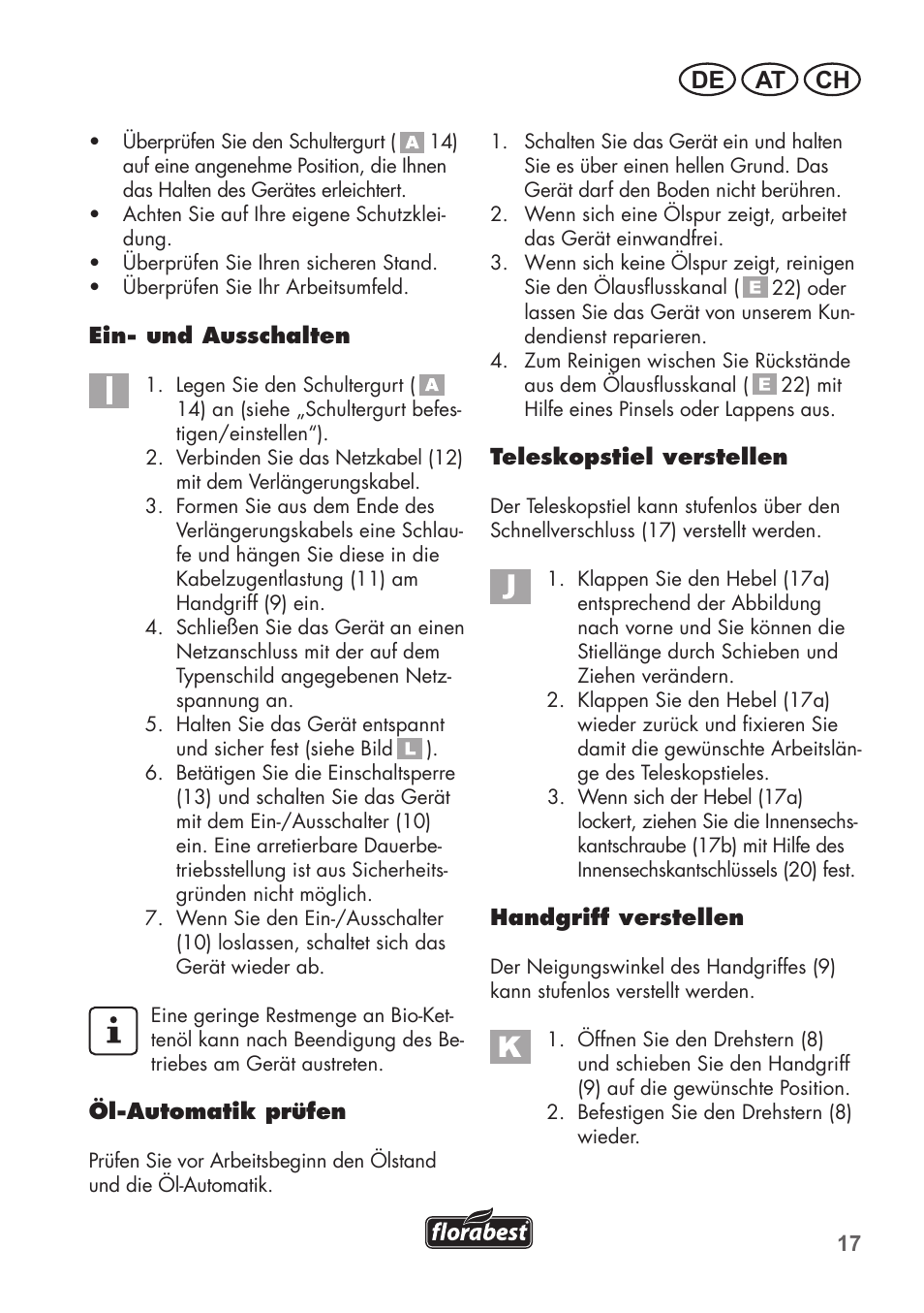 De at ch | Florabest FHE 710 A1 User Manual | Page 17 / 96